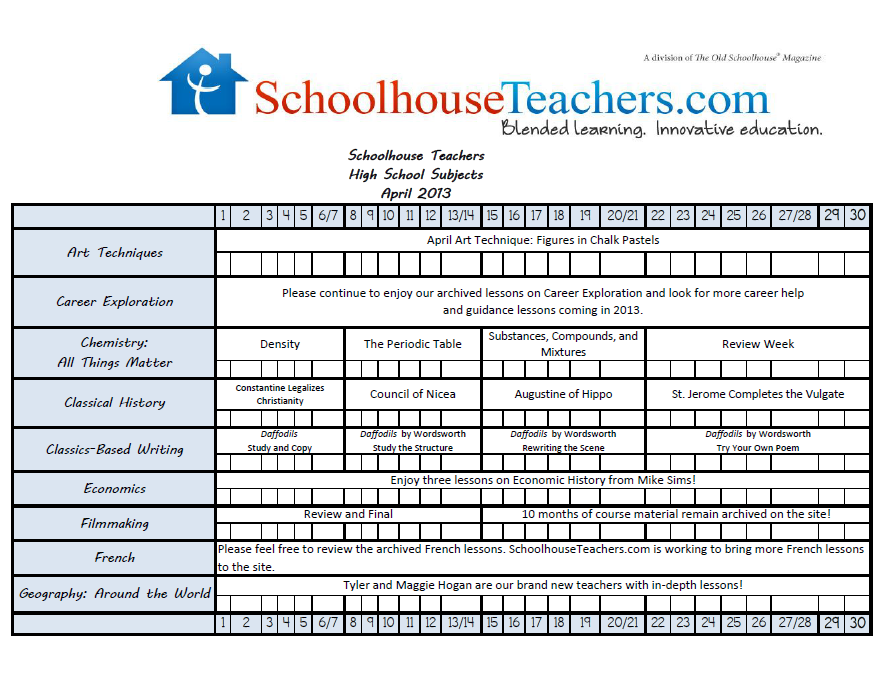 April 2013-High School Checklist image