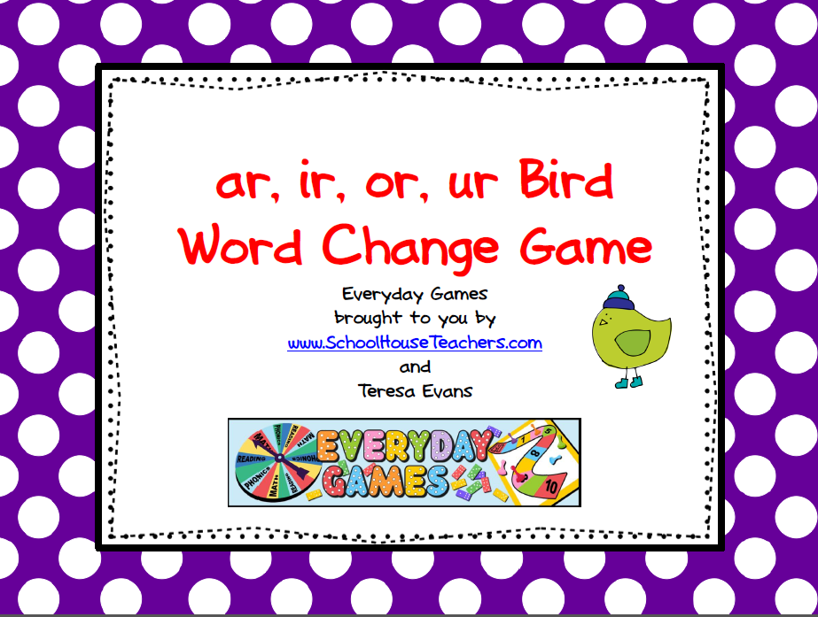 ar, ir, or, ur Bird Word Change Game