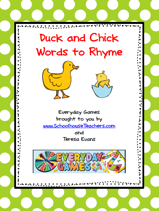 Duck and Chick Words to Rhyme - SchoolhouseTeachers.com