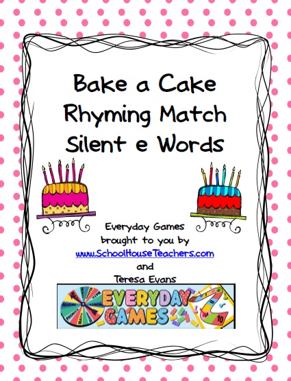Bake a Cake Rhyming Match Silent e Words