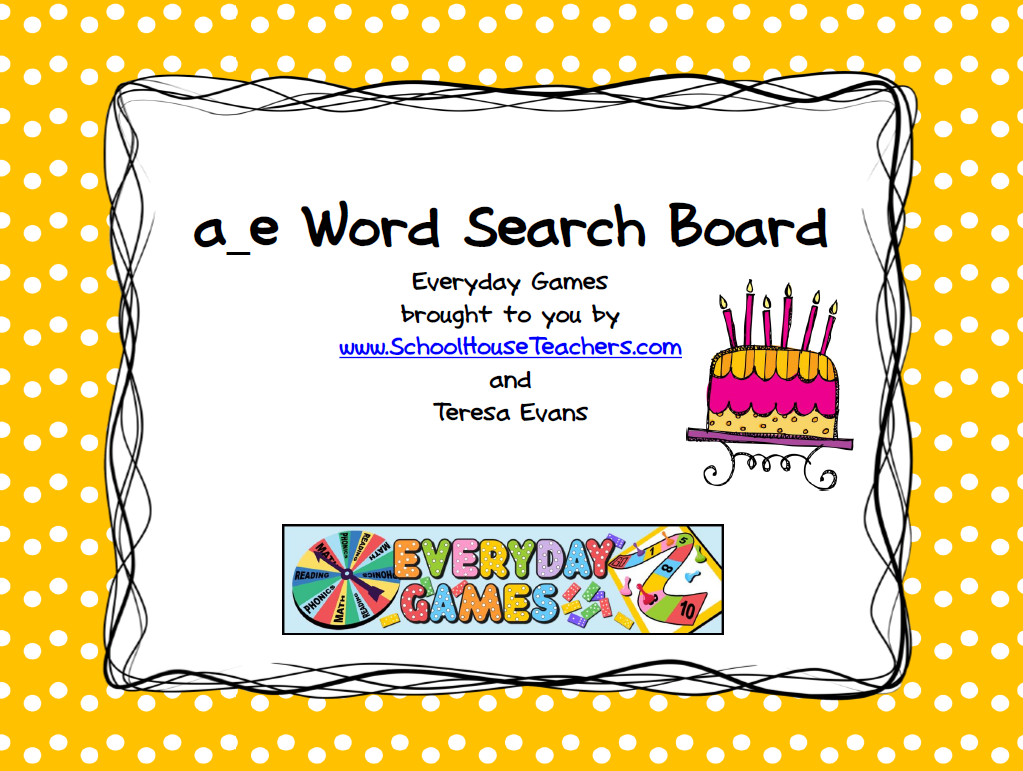 A e Word Search Board SchoolhouseTeachers