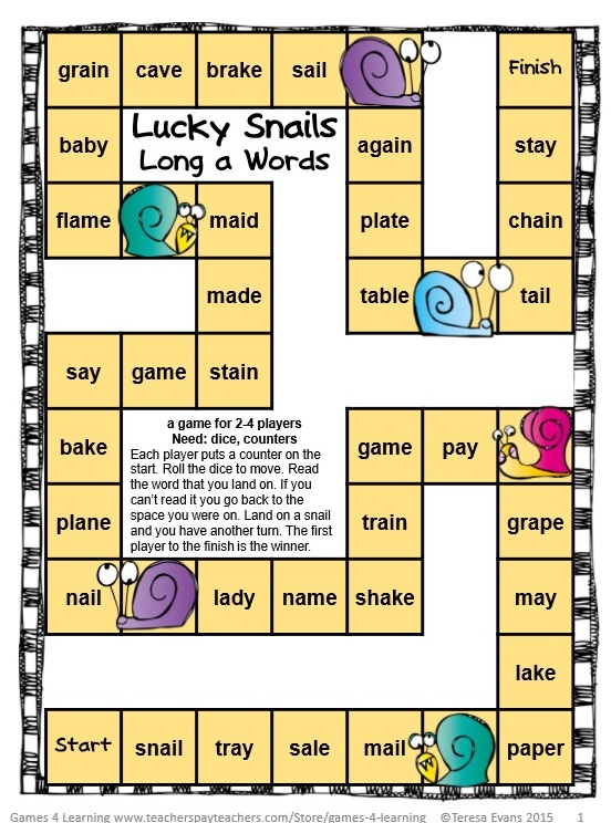 Snails Long a Words - SchoolhouseTeachers.com