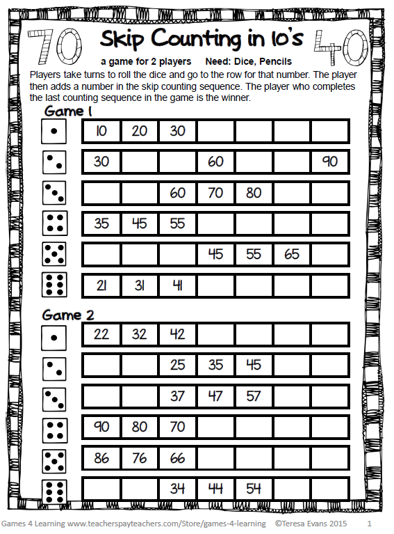 Skip Counting In 10's - Schoolhouseteachers.com