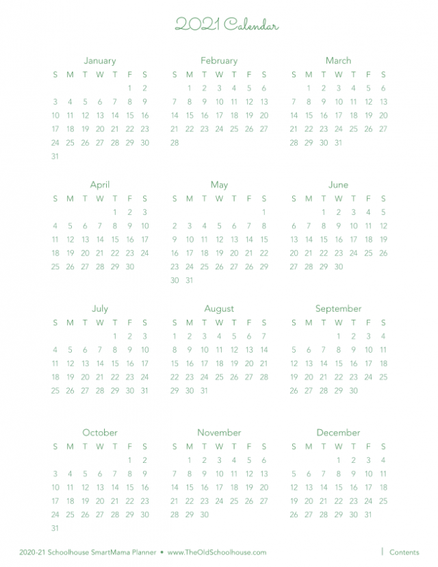 Free Printable Calendars - SchoolhouseTeachers.com