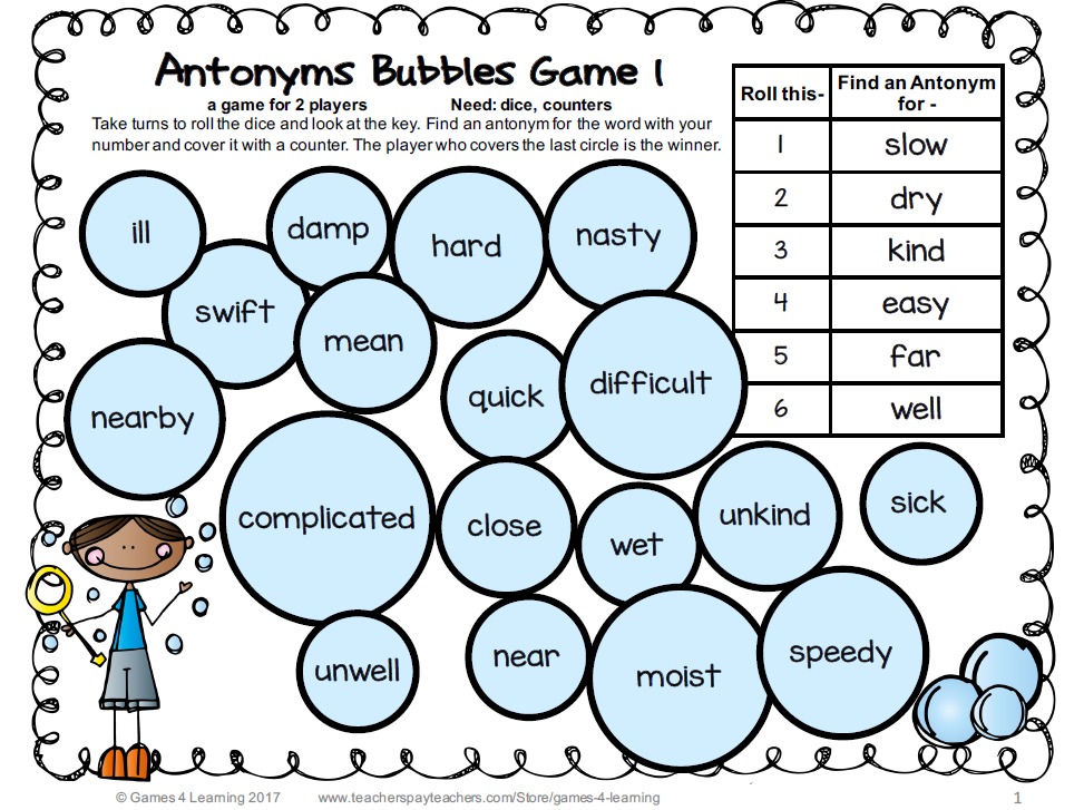Antonym Bubbles Game 1
