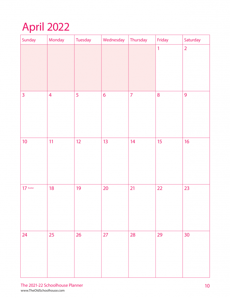 Free Printable Calendars - SchoolhouseTeachers.com