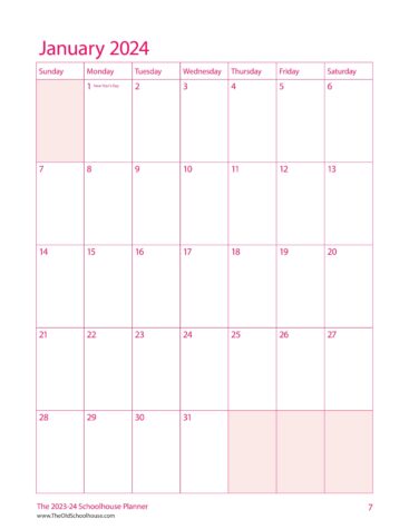 Free Printable Calendars - SchoolhouseTeachers.com