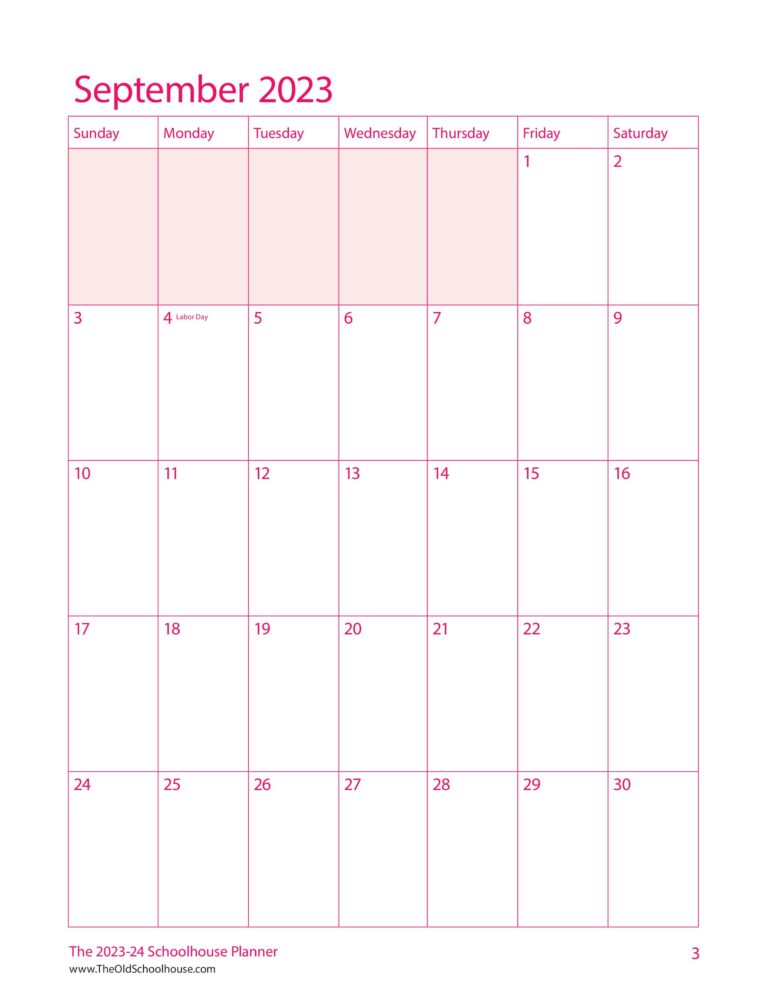 Free Printable Calendars - SchoolhouseTeachers.com