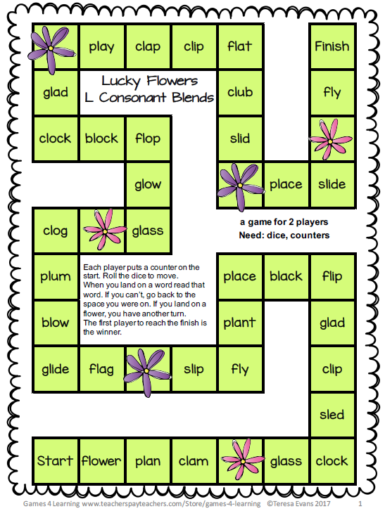 Flowers L Consonant Blends - SchoolhouseTeachers.com