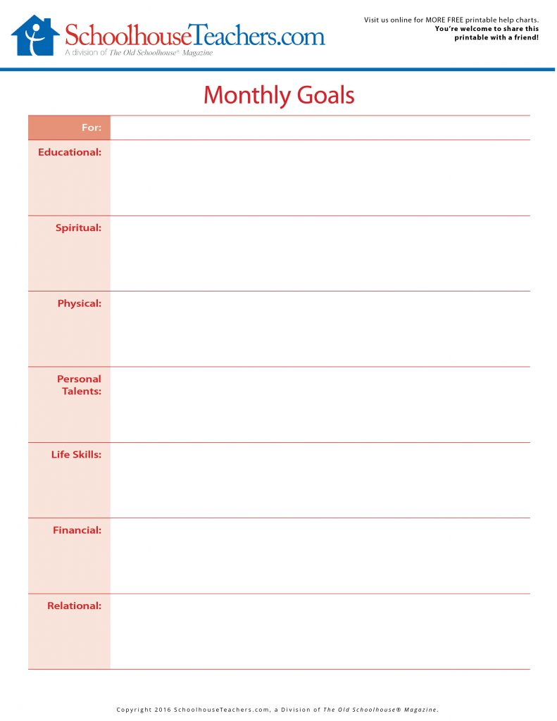 We would like to share with you our free monthly goal and month at a glance print out planner papers.  We have many more options available, but these two make a nice, simple start on monthly planning and organization.