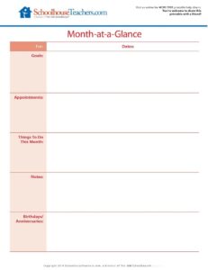 Help Chart - Month at a Glance 3-10-26