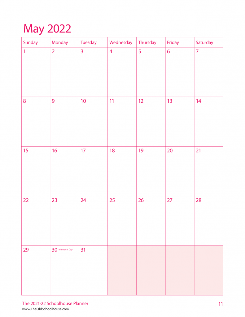 Free Printable Calendars Schoolhouseteachers Com