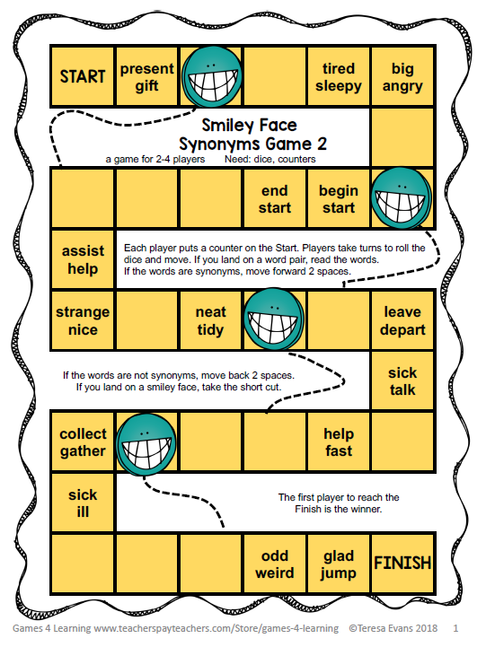 Smiley Face Synonyms Game 2