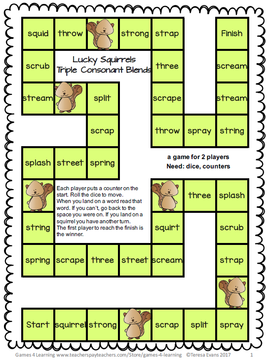 Squirrels Triple Consonant Blends - SchoolhouseTeachers.com